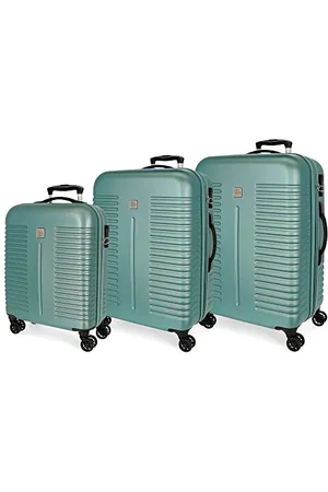Roll Road India Kofferset Grün 55/70/80 cms Hartschalen ABS Kombinationsschloss 220L 4 Doppelräder Handgepäck