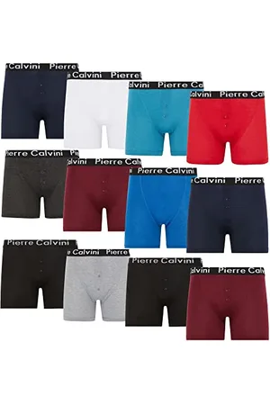 Pierre Calvini (6/12-Pack) Herren Boxershorts mit elastischem Bund | Herren Button-Fly Boxershorts im Stretch-Fit-Design | Herren-Boxershorts Multipack