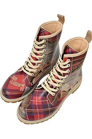 Dogo Long Boots - Scottish Dining Car - Vegane Damen Boots und Nachhaltige und Bunte Stiefeletten - Trendige Bequeme Stiefel für Damen