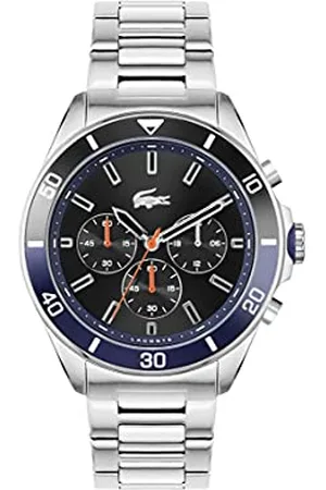 Lacoste Chronograph Quarz Uhr für Herren Kollektion TIEBREAKER mit Silbernes Edelstahlarmband - 2011155
