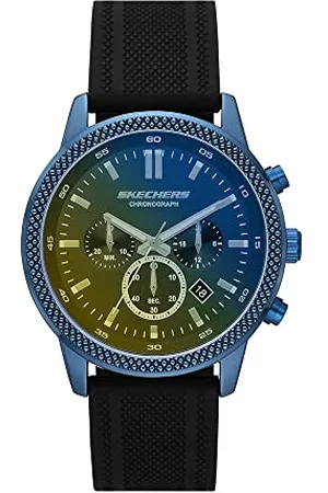 Skechers Uhr für Herren Clarkdale, Chronographenwerk, 44MM Blaues Legierungsgehäuse mit Silikonarmband, SR5198