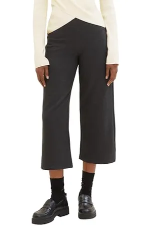 TOM TAILOR Damen Basic Culotte mit Rippstruktur , Shale Grey Melange, L