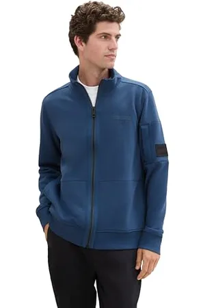 TOM TAILOR Herren 1043294 Sweatjacke mit Stehkragen, 26779-Nighttime Blue, M