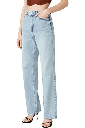 Koton Women Regular Fit Straight Leg High Waist Denim Trousers - Eve Jean
