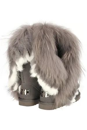 Oog Boots, Winterstiefel für kaltes Wetter für Frauen, Fell Pelz Langstiefeln echtes Leder Schuhe Winterstiefeln Boot, wasserdichte Schneeschuhe, ganztägiger Komfort, warm , 39