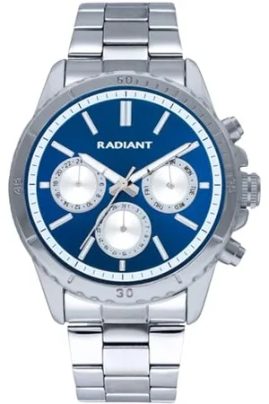 Radiant Tech Kollektion - Analoguhr. Herren-Armbanduhr. Armbanduhr mit blauem Zifferblatt und silbernem Metallarmband. Größe 44mm. 5ATM.