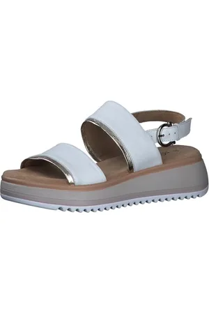 QS by s.Oliver Damen Sandalen aus Leder Plateau, (White), 39