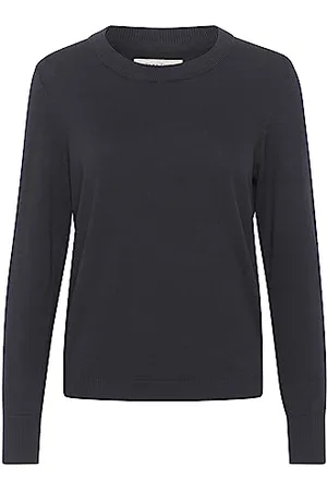 Part Two Damen, lang, Ärmel, Slim Fit, Crew Neck, gestreift, Hip Length Pullover, , Small