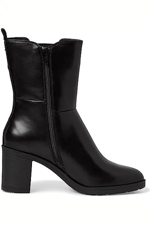 Jana Damen Stiefeletten mit Absatz aus Kunstleder Blockabsatz Weite H Mehrweite, (Black), 36 EU