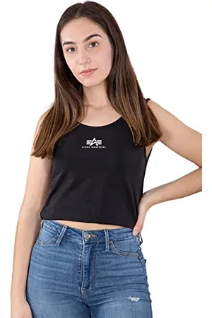 Alpha Industries Damen Basic Crop SL Wmn Tank Top T-Shirt, Black, XL
