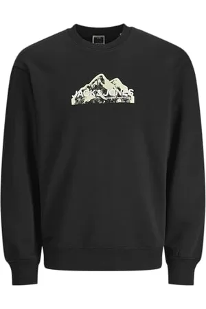 JACK & JONES JACK&JONES Herren Jcomountain Logo Sweat Crew Neck Sweatshirt, Black, S