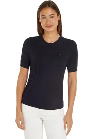 Tommy Hilfiger CO Cable C-NK SS SWT Kurzarm Polo Damen, , L