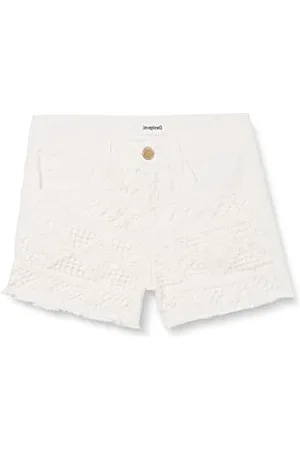 Desigual Girls Denim_GUITARRA Shorts, White, 7/8