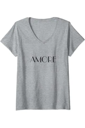AMORE Damen T-Shirt T-Shirt mit V-Ausschnitt
