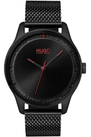 HUGO BOSS Analog Quarzuhr für Herren Kollektion #Move mit Schwarzes Edelstahl-Mesh-Gliederarmband - 1530044