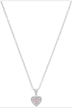 QS by s.Oliver Kette mit Anhänger Edelstahl Mädchen Kinder Halsschmuck, mit Kristallglas, 37+3 cm, Silber, Herz, Kommt in Schmuck Geschenk Box, 2036826