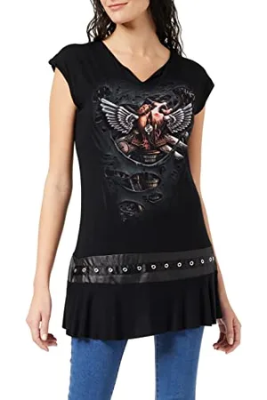 Spiral Steam Punk Ripped - Stud Waist Mini Dress Black - M