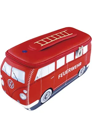Brisa VW Collection - Volkswagen Neopren Universal-Schmink-Kosmetik-Kultur-Reise-Apotheke-Tasche-Mäppchen-Beutel T1 Bulli Bus ( /rot/Groß)
