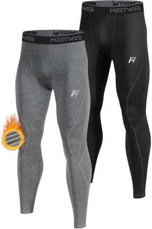 MEETWEE Thermounterhose Herren, Thermounterwäsche Lange Unterhose Winter Leggings Funktionsunterwäsche Skiunterwäsche Warme Unterwäsche Männer