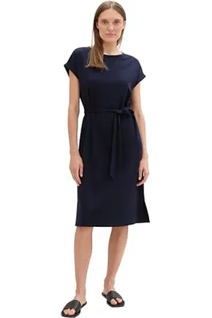 TOM TAILOR Damen Jersey Kleid mit Bindegütel, , 38