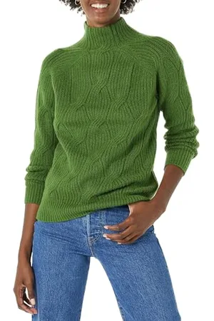 Amazon Damen Soft-Touch-Pullover mit Trichterkragen und Zopfmuster, , XL