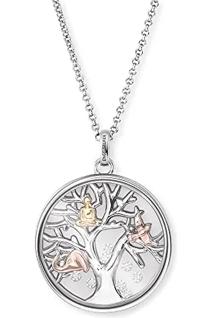 Engelsrufer Damen-Halskette mit Lebensbaum-Anhänger aus Sterling-Silber mit Zirkonia in der Farbe , Länge: 42 + 4 + 4cm, ERN-FLYTREE-ZI-TR