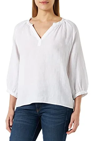 Part Two Damen Hikma Relaxed Fit Bluse mit 3/4-Ärmeln, Bright White, 42