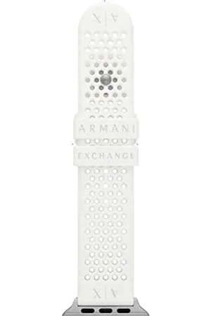 Armani Exchange Armband kompatibel mit Apple Watch, 42/44/45 mm 22 mm Weißes Silikon, AXS8011