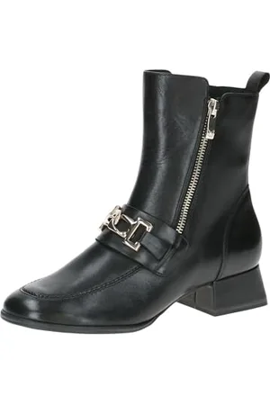 Caprice Damen Stiefeletten mit Absatz aus Leder mit Blockabsatz, Schwarz , 38.5 EU