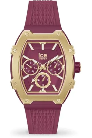 Ice-Watch Ice boliday Gold Burgundy - Rote Damenuhr mit Silikonarmband - 022868 (Small)