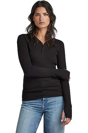 G-Star RAW Damen Slim Rib Henley ls wmn, , S