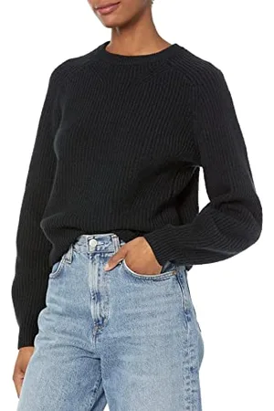 Amazon Damen Rippstrick-Pullover mit Rundhalsausschnitt, , XS