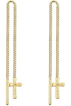 Elli Ohrringe Damen Kreuz Anhänger Filigran aus 925 Sterling Silber vergoldet