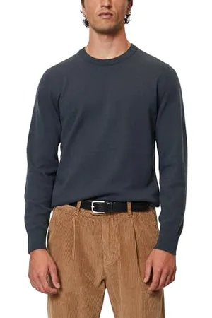 Marc O’ Polo Marc OߴPolo Herren Strickpullover mit Rundhalsausschnitt Langarm, Blau (Dark Navy), L