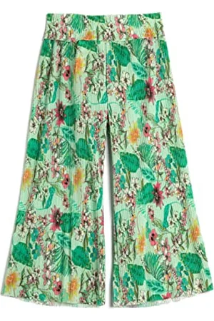 Koton Girls Wide Leg Palazzo Trousers Floral Printed Elastic Waistband Pleated