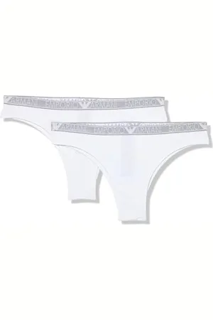 Emporio Armani Damen Stretch Cotton Studs Logoband 2er-Pack brasilianischer Slip, WEISS, XL