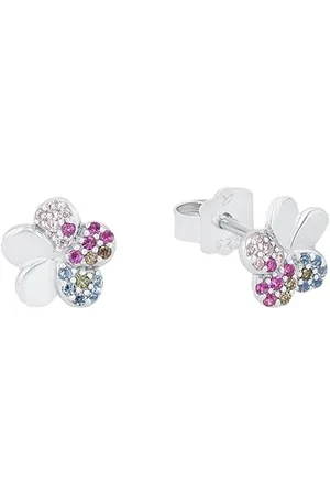 Prinzessin Lillifee Ohrstecker 925 Sterling Silber Mädchen Kinder Ohrschmuck, mit Zirkonia synth., 0,8 cm, Silber, Blume, Kommt in Schmuck Geschenk Box, 2027898