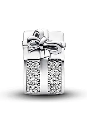 PANDORA Moments Funkelndes Geschenkbox Charm aus Sterling Silber mit Zirkonia, Kompatibel Moments Armbänder, 793603C01