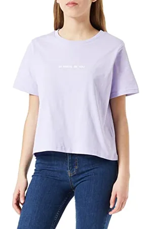 Tamaris Damen Cropped Slogan T-Shirt ARLON Violett M