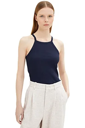 TOM TAILOR Damen 1035368 Tanktop mit Rippstruktur, 10668-Sky Captain Blue, L