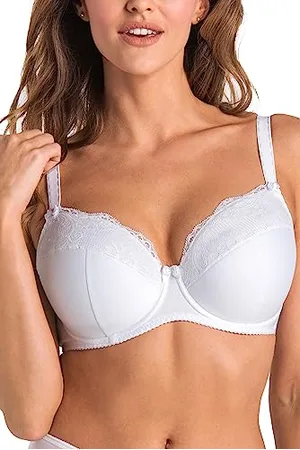 Teyli Damen BH mit Bügel - BH Gepolstert Bra - BH Grosse Grössen - BH Große Brüste - Komfort Starker Halt BH - Damen BHS Frauen Bramit Spitzenbesatz und markantem Rosenmotiv