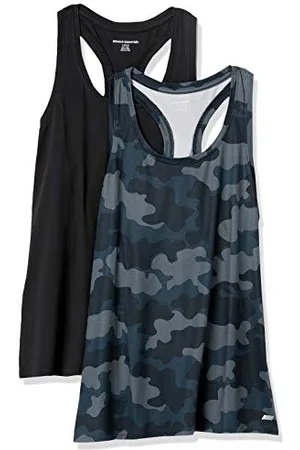 Amazon Damen Active Quick Dry Tech Stretch Racerback-Tanktop (in Übergröße erhältlich), 2er-Pack, , S