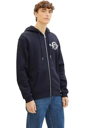 TOM TAILOR Herren Hoodie Sweatjacke mit Print, sky captain blue, S