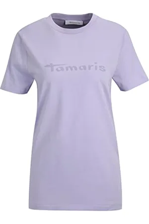 Tamaris Damen Rundhalsausschnitt Logo T-Shirt AALEN Violett L