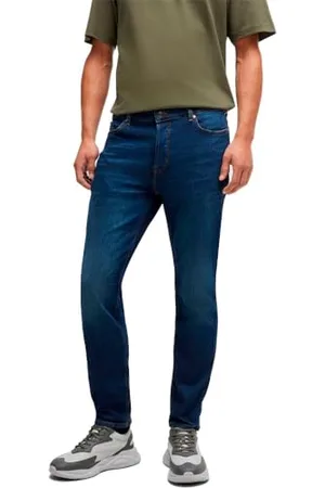 HUGO BOSS Herren 634 Tapered-Fit Jeans aus dunkelblauem Stretch-Denim Dunkelblau 33/32