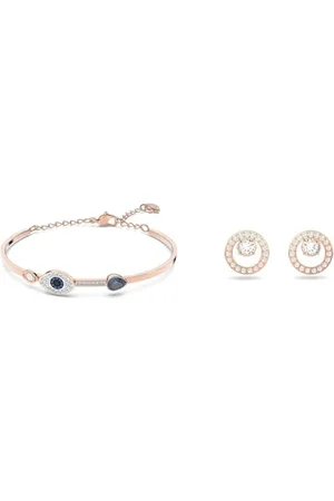 Swarovski Symbolic Armreif, Böser Blick, Blau, Metallmix & Creativity Ohrstecker, Rund, Weiss, Roségold-Legierungsschicht