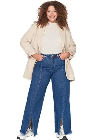 Trendyol Damen Gerade Hohe Taille Plus-Size-Jeans