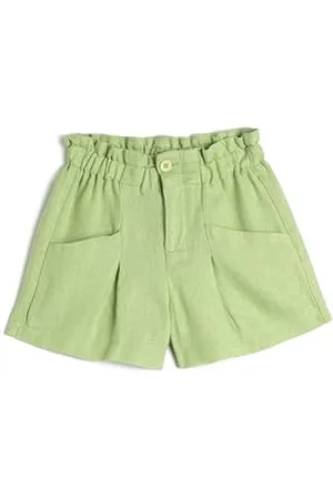 Koton Girls Linen Shorts Elastic Waistband Pockets