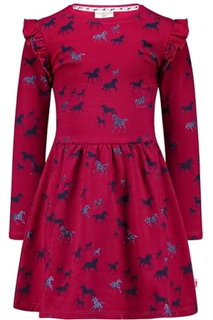 Salt & Pepper Mädchen Mit Rüschchen Und Pferde Allover Print Kleid, , 92-98 EU