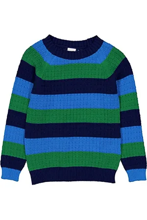 Green Cotton Knit Stripe Sweater